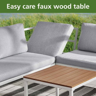 Mobili da esterno Divano sezionale a forma di L Plastica legno di teak Corner Lounge Set per il ponte