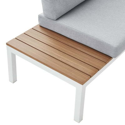 Mobili da esterno Divano sezionale a forma di L Plastica legno di teak Corner Lounge Set per il ponte
