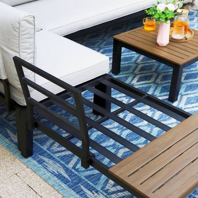 Set di patio modulare in alluminio AJUNION Forma U Grandi mobili da esterno Divano sezionale