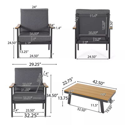 Divano da giardino specifico AJUNION 4 pezzi mobili da esterno in alluminio set con tavolo da caffè