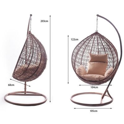 Balcone esterno Giardino Soggiorno Swing Egg Chair con PE Wicker Rattan Design