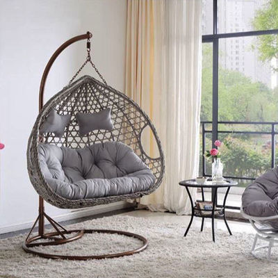 Balcone esterno Cortile giardino Patio Pe Rattan Wicker Egg Swing Chair con stand
