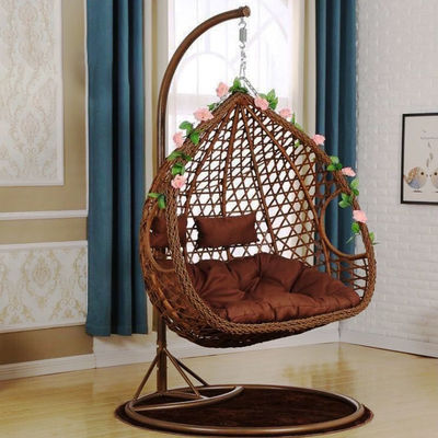Balcone esterno Cortile giardino Patio Pe Rattan Wicker Egg Swing Chair con stand