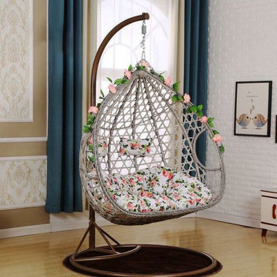 Balcone esterno Cortile giardino Patio Pe Rattan Wicker Egg Swing Chair con stand