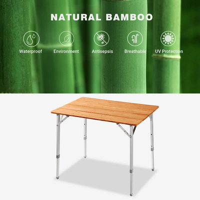100*65cm Tavolo da tavolo in legno in metallo di bambù piatto piatto da picnic Tavolo da pranzo per campeggio all'aperto