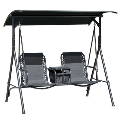 Moderna sedia a dondolo per esterni 67.7"D x 44.1"W x 65"H con portatavola e ombra regolabile