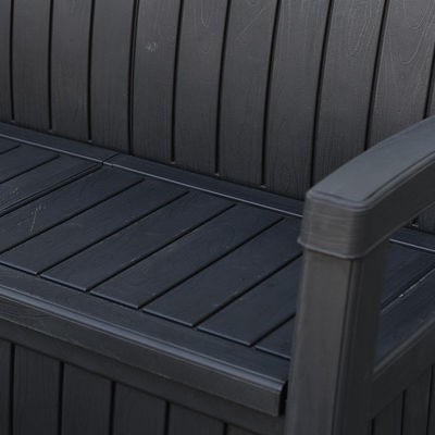 Hotel Outdoor Home Poltrona a prova di tempo Poltrona di plastica da 3 posti Divano Panchina con scatola di stoccaggio