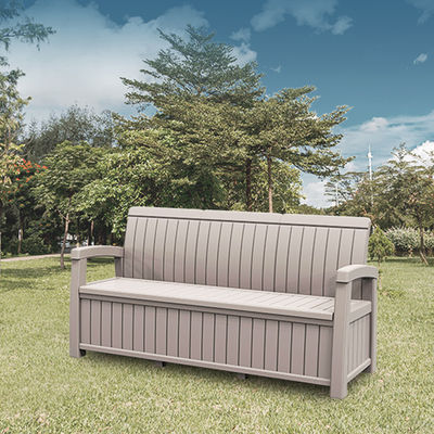 Hotel Outdoor Home Poltrona a prova di tempo Poltrona di plastica da 3 posti Divano Panchina con scatola di stoccaggio