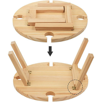 Tavolo rotondo pieghevole portatile in legno per campeggio all'aperto Viaggi e picnic in spiaggia