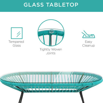 Mobili da giardino moderni Patio esterno con telaio in acciaio e corda di vimini di plastica