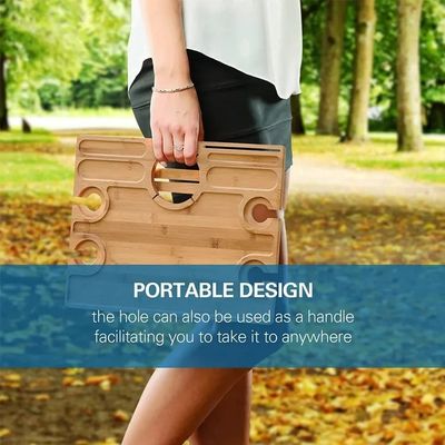 Tavolo da picnic portatile per snack e vino in legno di bambù