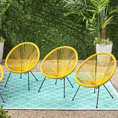 Sedile Acapulco a telaio metallico di plastica di rotino per balcone esterno
