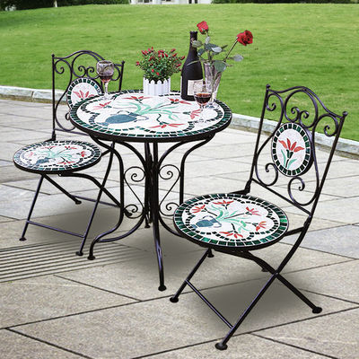Patio esterno giardino Bistro telaio in ferro Nordic antico 2 posti tavolo da pranzo e sedia