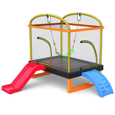 Fitness per bambini Unisex Iron Frame Indoor Outdoor Trampoline con scala da arrampicata e scivolo