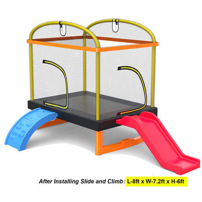 Fitness per bambini Unisex Iron Frame Indoor Outdoor Trampoline con scala da arrampicata e scivolo