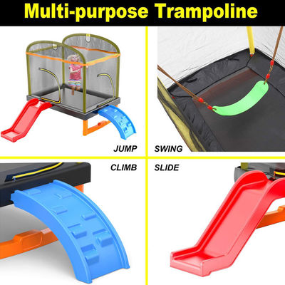 Fitness per bambini Unisex Iron Frame Indoor Outdoor Trampoline con scala da arrampicata e scivolo