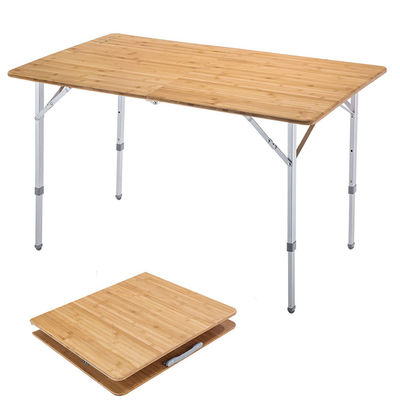 120*70cm Tavolo da tavolo Patio Giardino Bambù Tavolo pieghevole in alluminio per picnic Campeggio Cucina