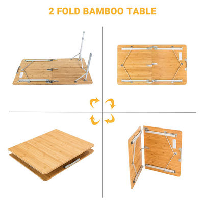 120*70cm Tavolo da tavolo Patio Giardino Bambù Tavolo pieghevole in alluminio per picnic Campeggio Cucina