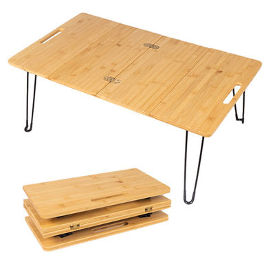 Parco Picnic all'aperto Barbecue Bambù Tavola di legno Mdf Piccolo Tavolo di campeggio pieghevole portatile con gamba di metallo