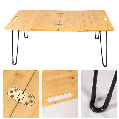 Parco Picnic all'aperto Barbecue Bambù Tavola di legno Mdf Piccolo Tavolo di campeggio pieghevole portatile con gamba di metallo