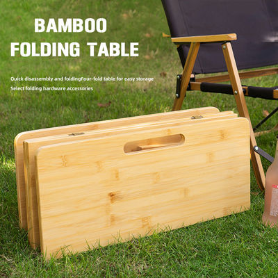 Parco Picnic all'aperto Barbecue Bambù Tavola di legno Mdf Piccolo Tavolo di campeggio pieghevole portatile con gamba di metallo