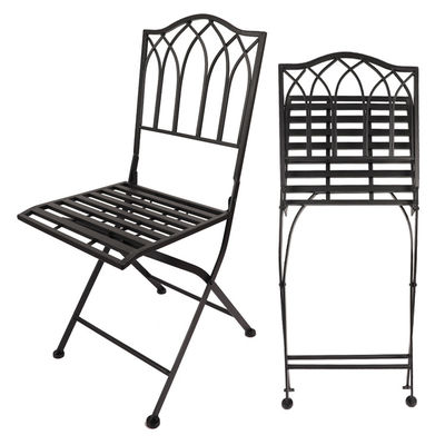 Bistro all'aria aperta Garden Cafe High Back White Forged Iron Metal Folding Chair per eventi di matrimonio