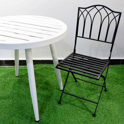 Bistro all'aria aperta Garden Cafe High Back White Forged Iron Metal Folding Chair per eventi di matrimonio
