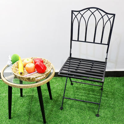 Bistro all'aria aperta Garden Cafe High Back White Forged Iron Metal Folding Chair per eventi di matrimonio