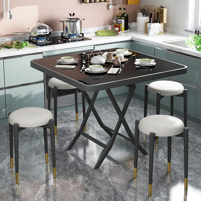 Tavolo da pranzo ripiegabile di vetro temperato metallico quadrato rotondo