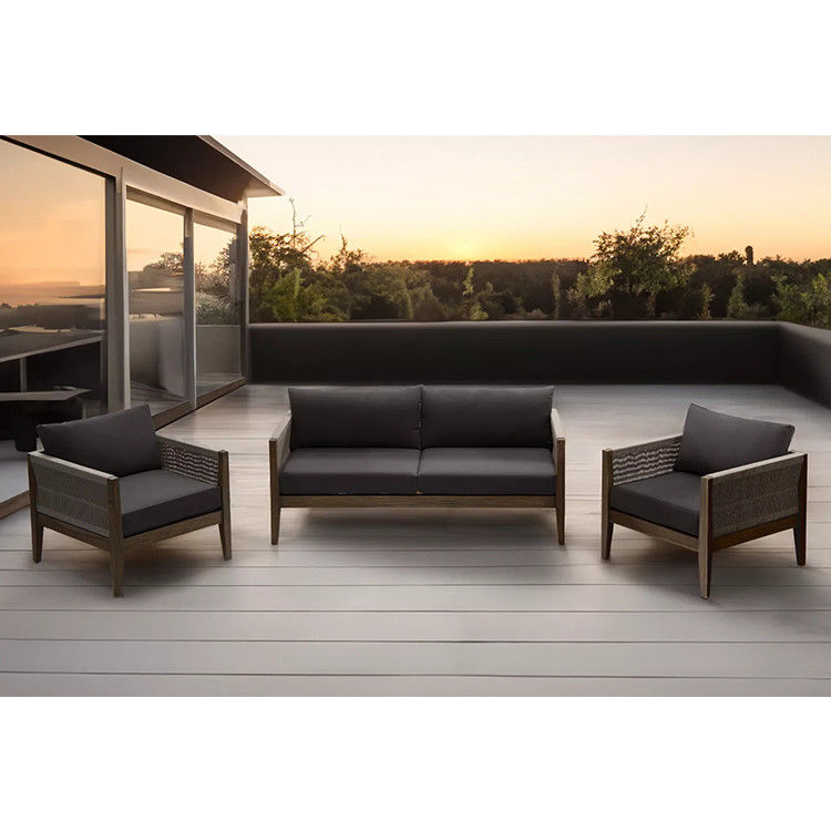 Set da giardino AJUNION Luxury Teak Wood Mobili da esterno Set di salotto Set di corde di poliestere moderno