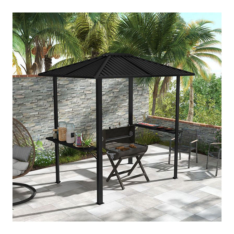 Grill all'aperto 6x8 Hardtop BBQ Gazebo con 2 scaffali laterali 102 libbre H92.5 x W96.5 x D70.9