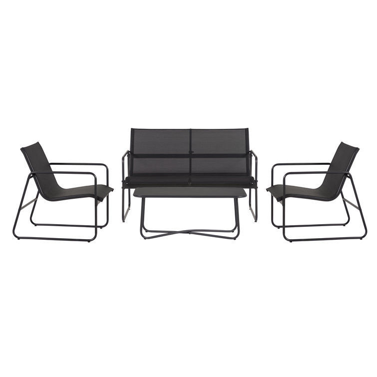 Metalli mobili Patio Set per giardino nel cortile AJUNION 4 posti Conversazione Lounge Set