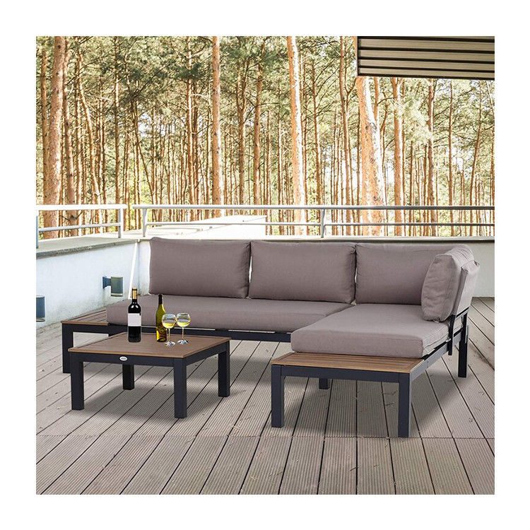 Moderno Divano a forma di L Set Metallico Inquadratura Metallico In Esterno Mobili Sezionali Salotto Set di AJUNION