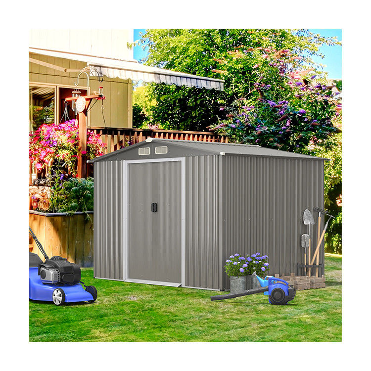 8x6ft casa giardino attrezzi magazzino con ventilazione 69kg polvere rivestita telaio da AJUNION