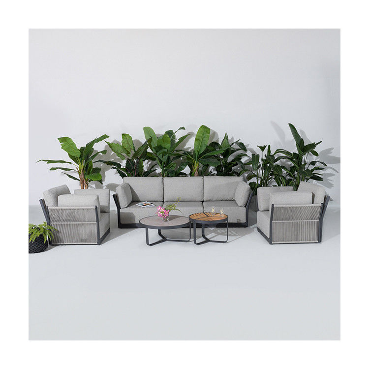 Divano esterno per villa commerciale con telaio in alluminio e tavolo da caffè Dia80 x H33cm