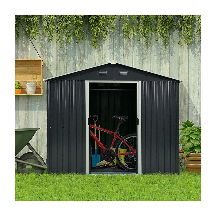 Piastra di acciaio colorato acciaio galvanizzato giardino esterno copertura metallo magazzino AJUNION 8x6ft