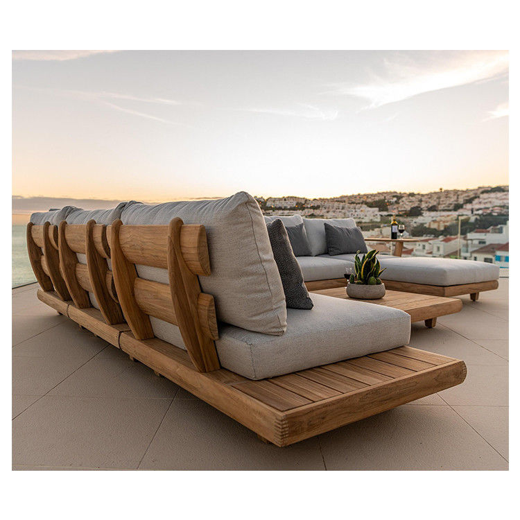 Divano per hotel commerciale in legno di teak Set di giardino Mobili con divano medio Dimensioni W100xH110cm
