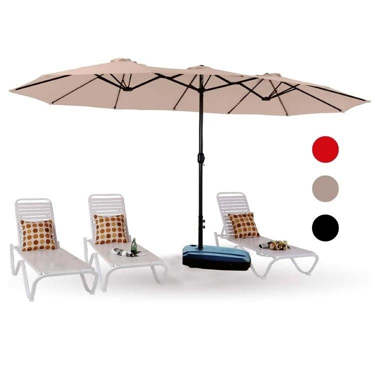 Parasole commerciale con luce 227,5 cm Radii e palo di alluminio