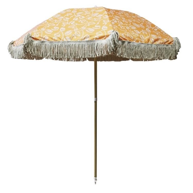 Parasole per cortile di spiaggia all'aperto con Tassel in colore legno e materiale poliestere
