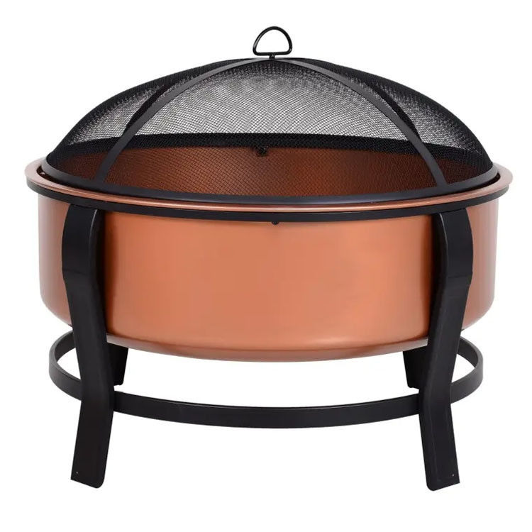 Logo personalizzato Modern Outdoor Portable Copper-Colored Round Metal Wood Burning Firepit