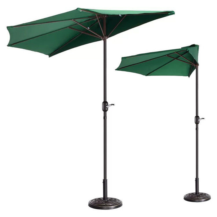 Bistro Outdoor Garden Patio Hand Crank Lift Ombrello 9*4.5*7.87 FT Semi-Tonda Ombra Solare