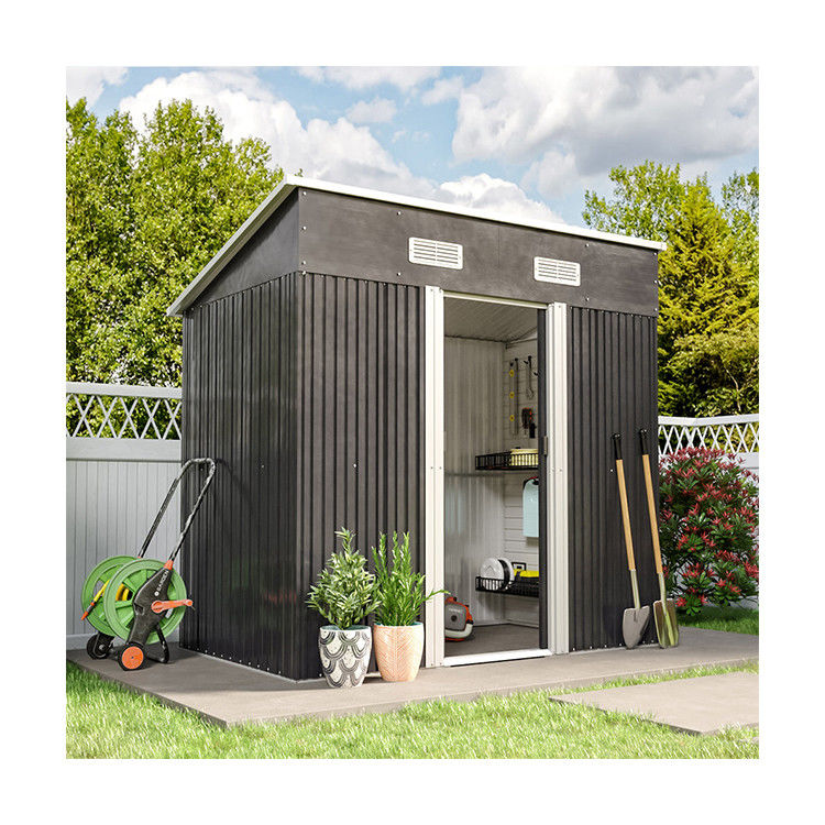 Rott Proof AJUNION 4x6ft Garden Shed doppia porta scorrevole Metal Storage Shed per gli attrezzi bici