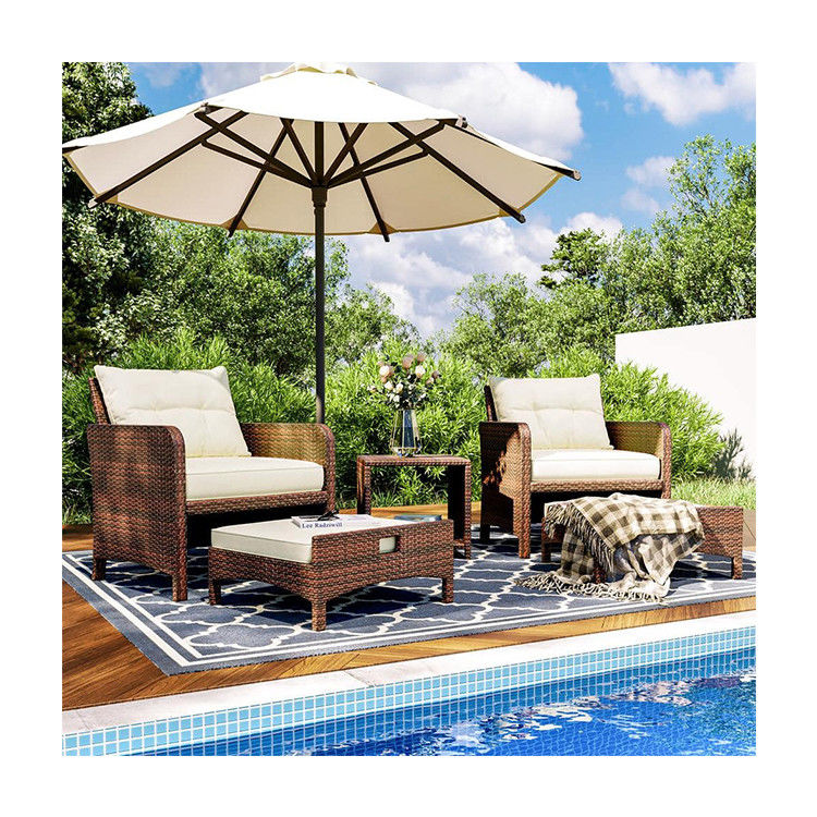27.95 x 26.38 x 29.53 pollici. AJUNION 5-Piece Rattan Outdoor Patio Chairs con ottomani