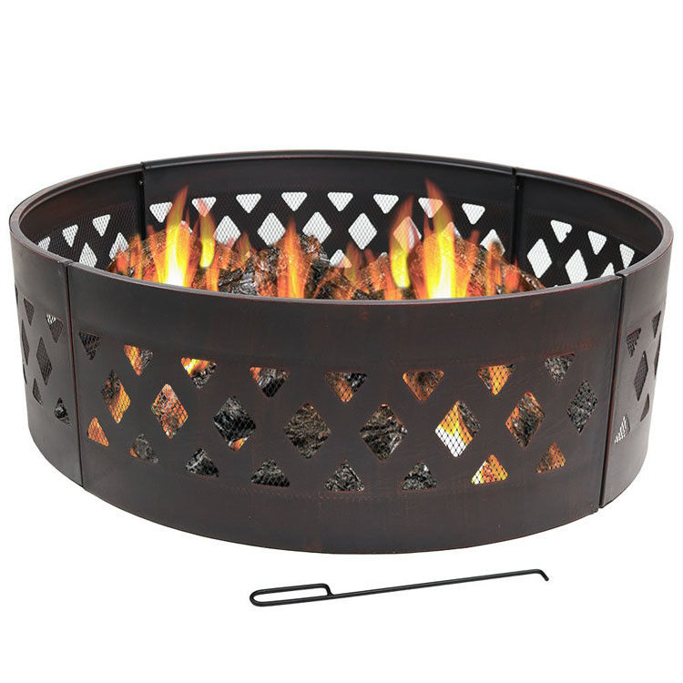 Patio esterno Cortile Giardino Fuoco Campeggio Fuoco Pit Anello con Poker 360 gradi Rotonda