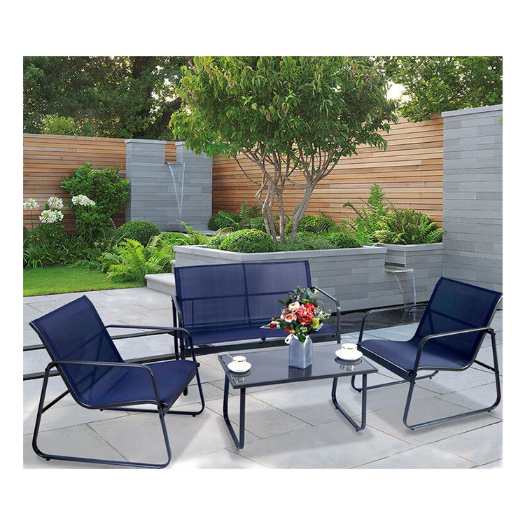 Forte e elegante AJUNION 4 pezzi mobili da esterno In acciaio Metallo giardino set per patio