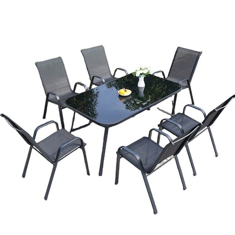 Tavolo e sedia Nordic Metal Glass per patio esterno giardino balcone ristorante caffè