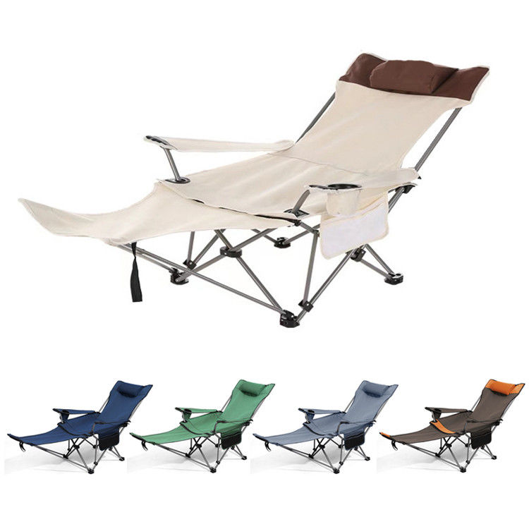 Sedia da spiaggia pieghevole portatile per campeggio all'aperto con braccioli e design rimovibile