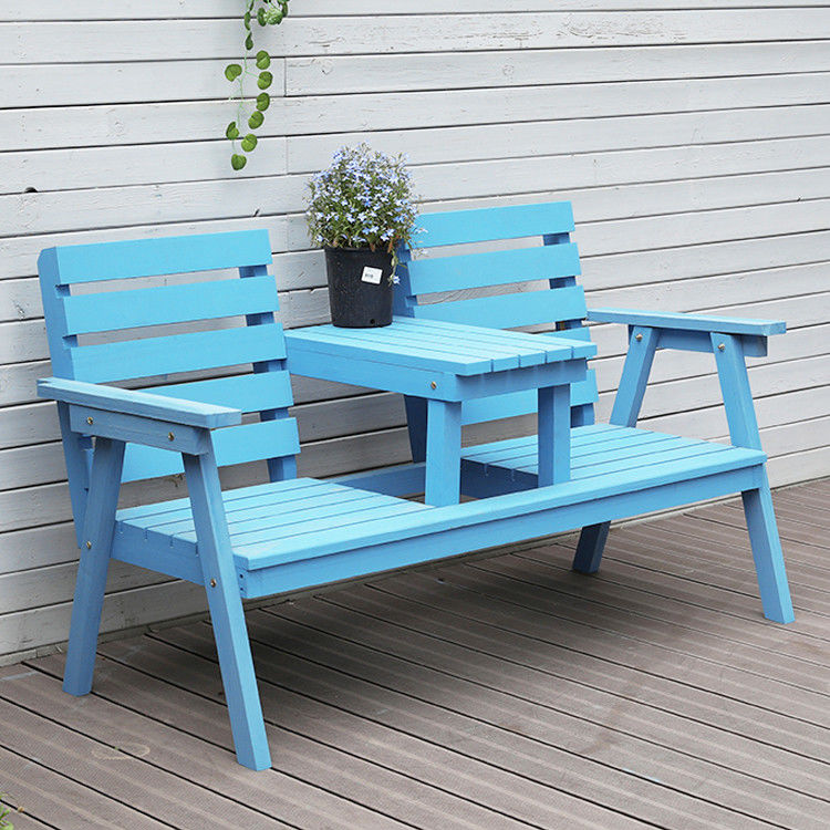 Giardino esterno Sedie doppie in legno massiccio Panca con tavolo Godetevi il vostro patio con stile