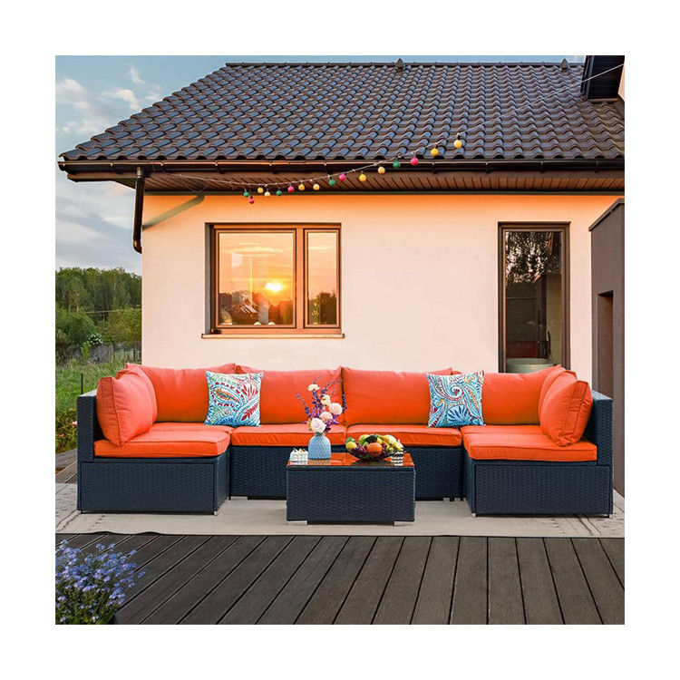 Cornice di tubi in acciaio AJUNION PE Rattan Mobili da giardino Divano per il tempo libero all'aperto