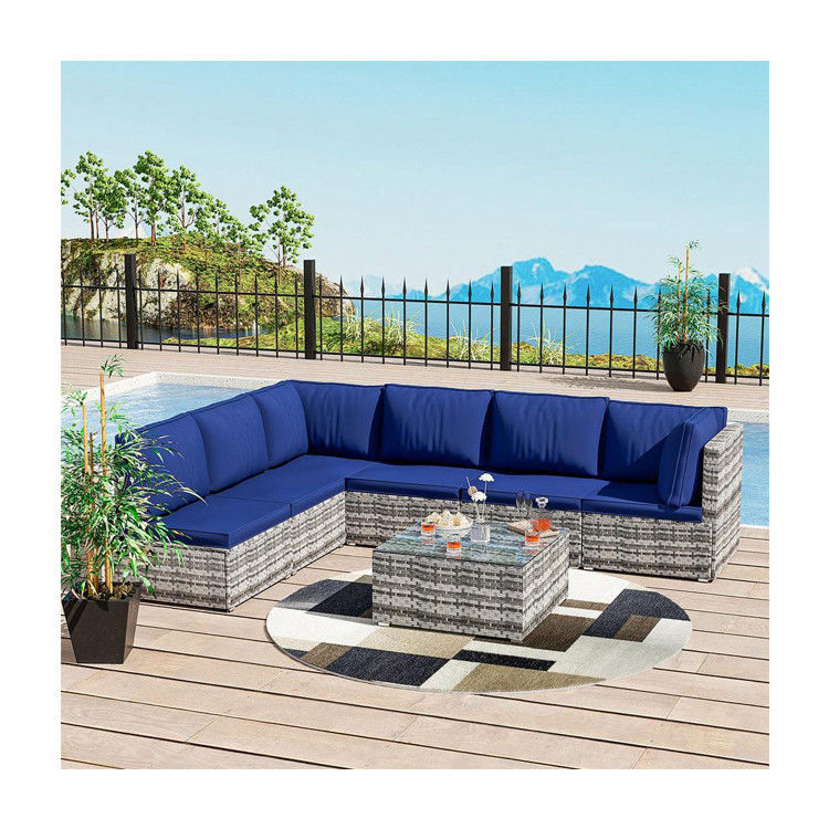 Moderno Design PE Rattan Outdoor Furniture Set per giardino Wicker Weave Sezione Divano Set